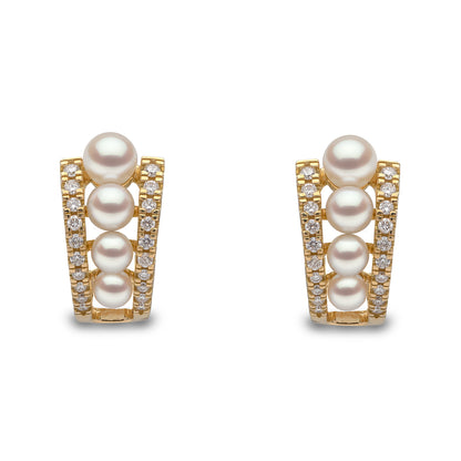YOKO London Eclipse 18ct Gold, Pearl & Diamond Set Hoop Earrings