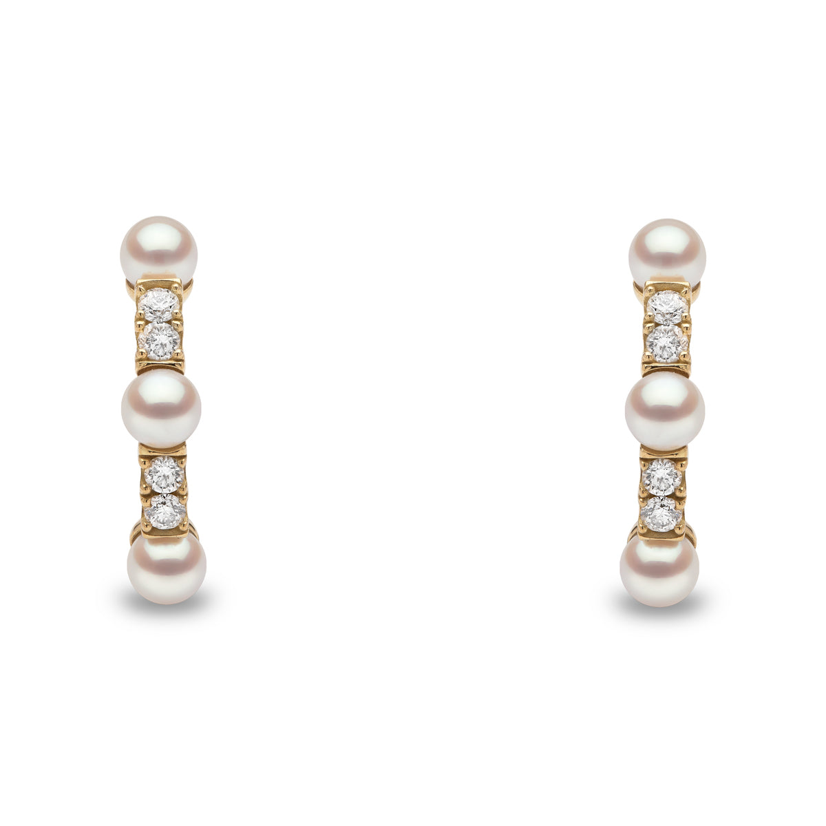 YOKO London Eclipse 18ct Gold, Pearl & Diamond Set Hoop Earrings