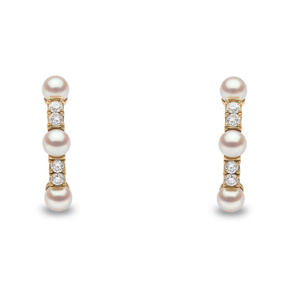 YOKO London Eclipse 18ct Gold, Pearl & Diamond Set Hoop Earrings