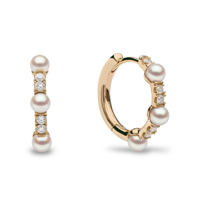YOKO London Eclipse 18ct Gold, Pearl & Diamond Set Hoop Earrings
