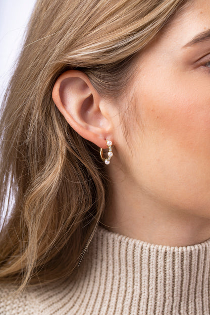 YOKO London Eclipse 18ct Gold, Pearl & Diamond Set Hoop Earrings