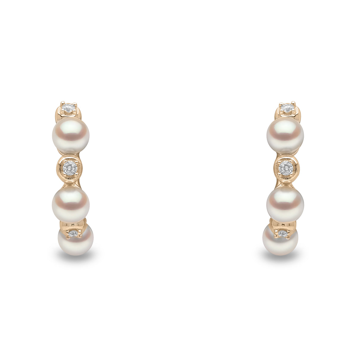 YOKO London Eclipse 18ct Gold, Pearl & Diamond Set Hoop Earrings