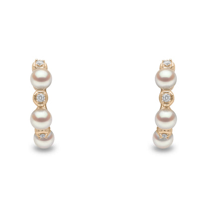 YOKO London Eclipse 18ct Gold, Pearl & Diamond Set Hoop Earrings