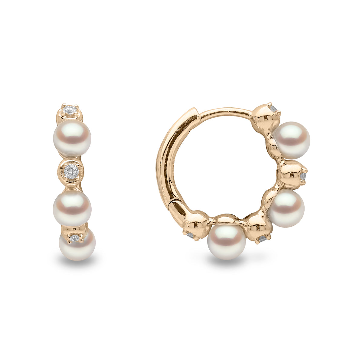 YOKO London Eclipse 18ct Gold, Pearl & Diamond Set Hoop Earrings