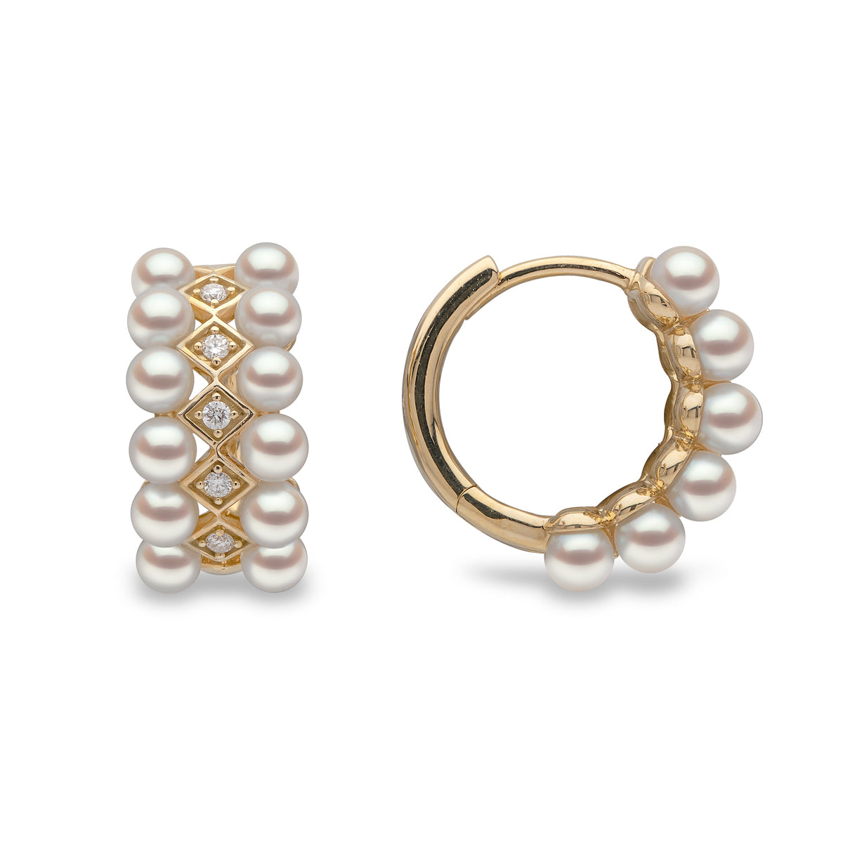 YOKO London Eclipse 18ct Gold, Pearl & Diamond Set Hoop Earrings