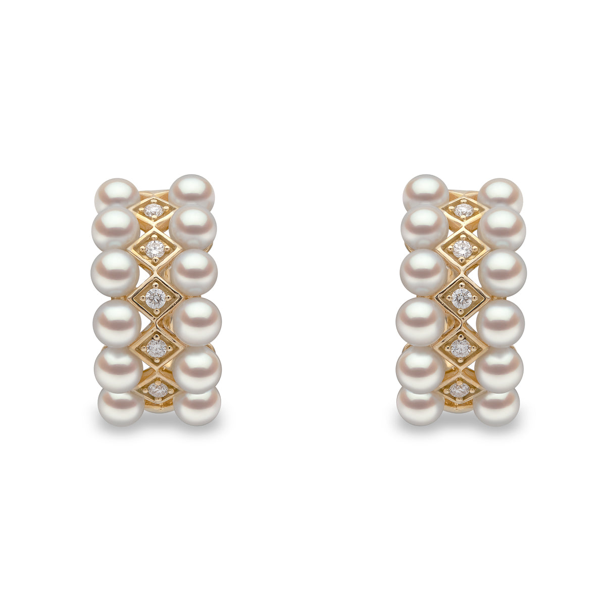 YOKO London Eclipse 18ct Gold, Pearl & Diamond Set Hoop Earrings
