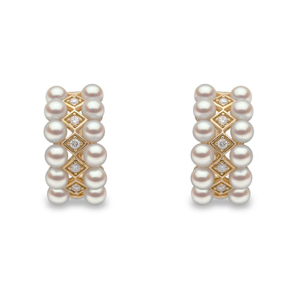 YOKO London Eclipse 18ct Gold, Pearl & Diamond Set Hoop Earrings