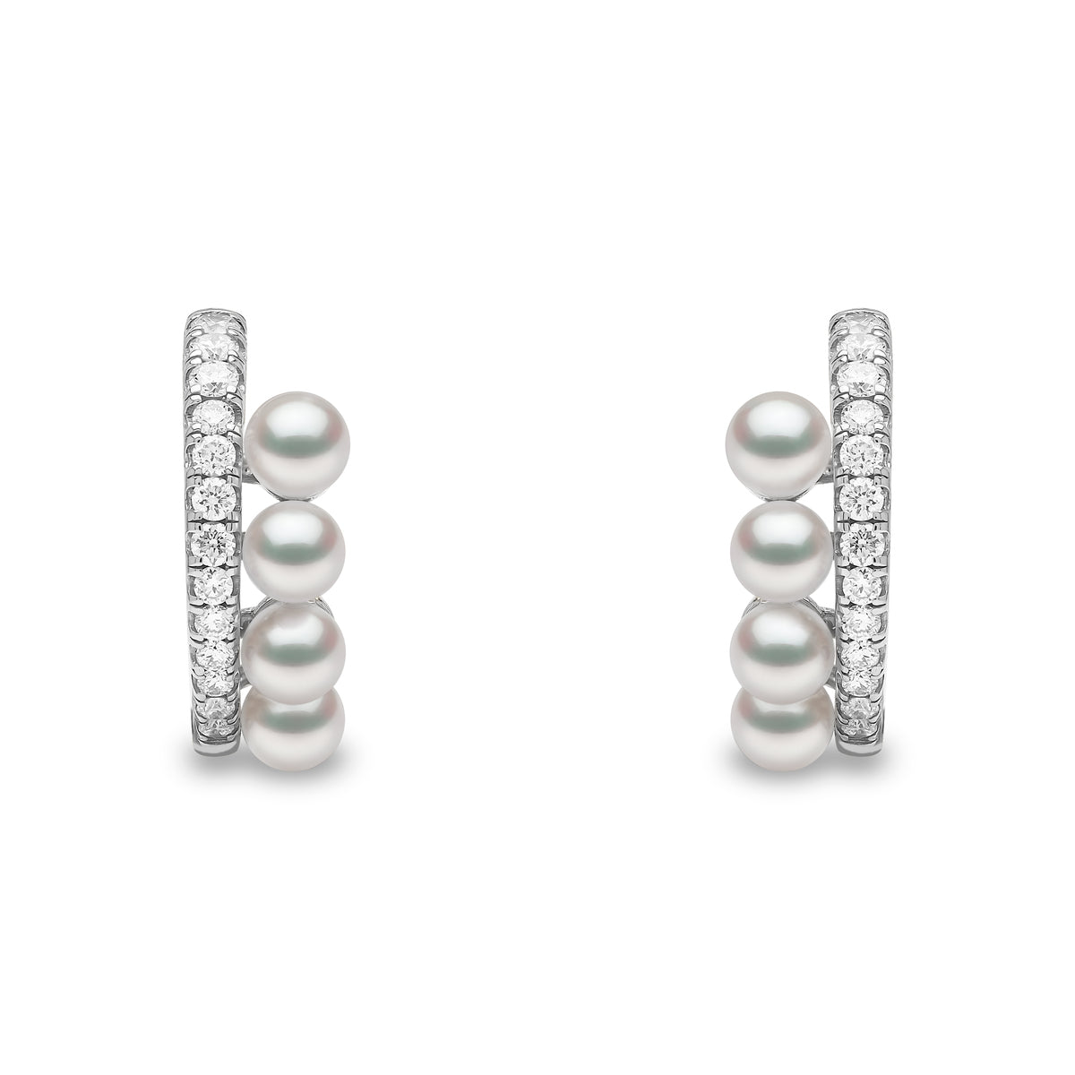 YOKO London Eclipse 18ct White Gold, Pearl & Diamond Set Hoop Earrings
