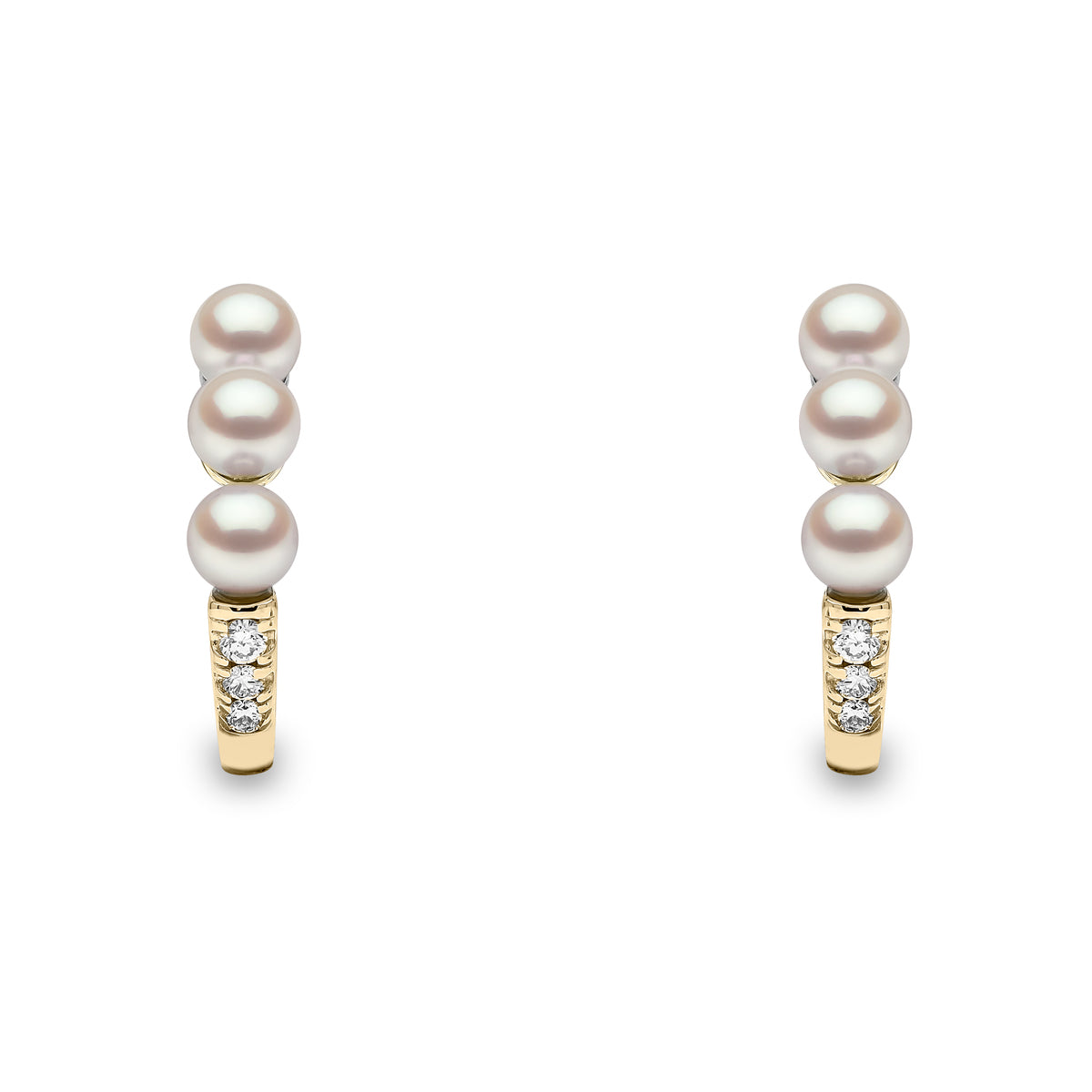 YOKO London Eclipse 18ct Gold, Pearl & Diamond Set Hoop Earrings