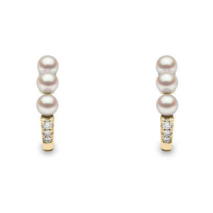 YOKO London Eclipse 18ct Gold, Pearl & Diamond Set Hoop Earrings