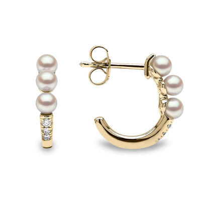 YOKO London Eclipse 18ct Gold, Pearl & Diamond Set Hoop Earrings