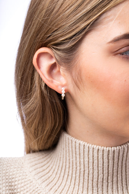 YOKO London Eclipse 18ct Gold, Pearl & Diamond Set Hoop Earrings