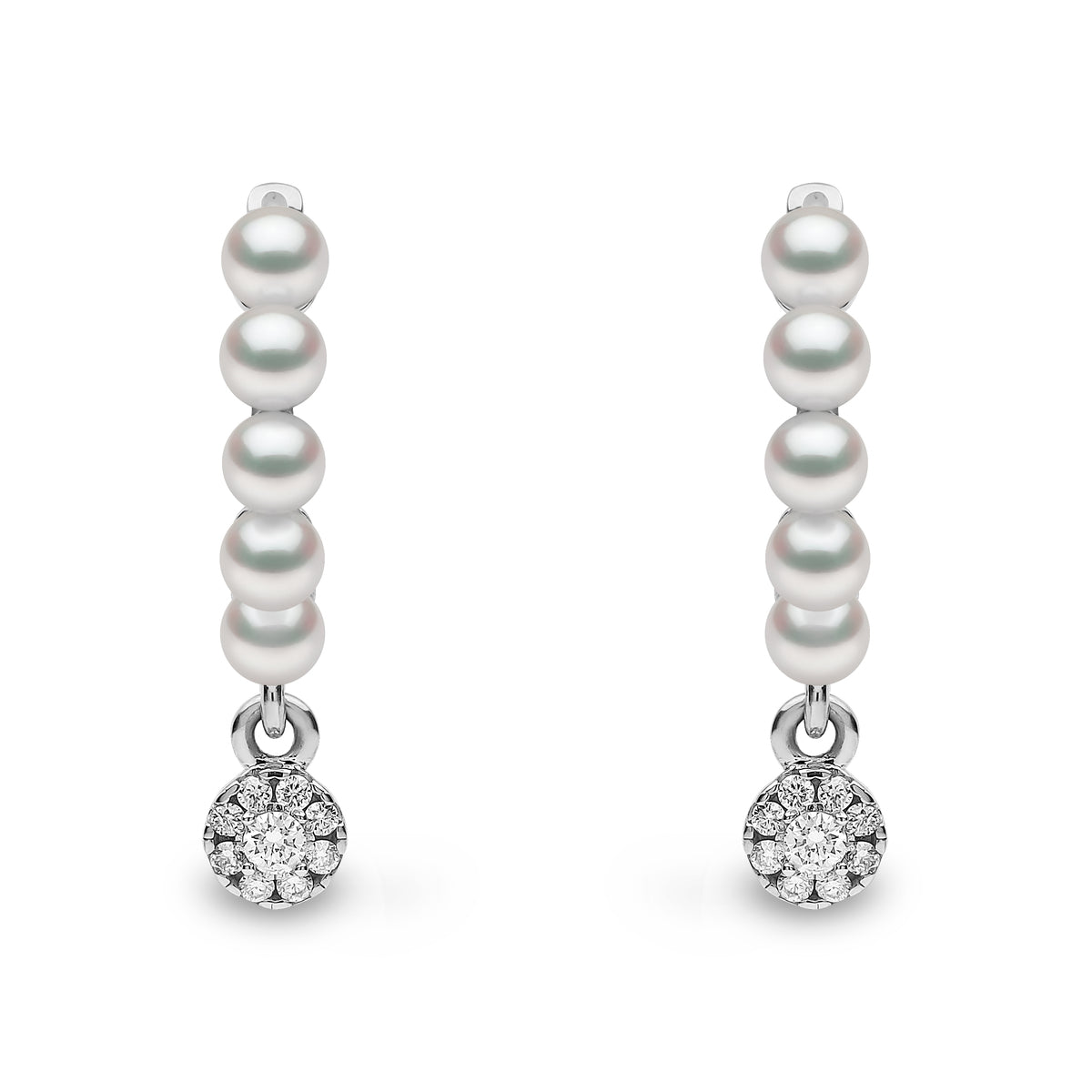 YOKO London Eclipse 18ct White Gold, Pearl & Diamond Set Hoop Earrings