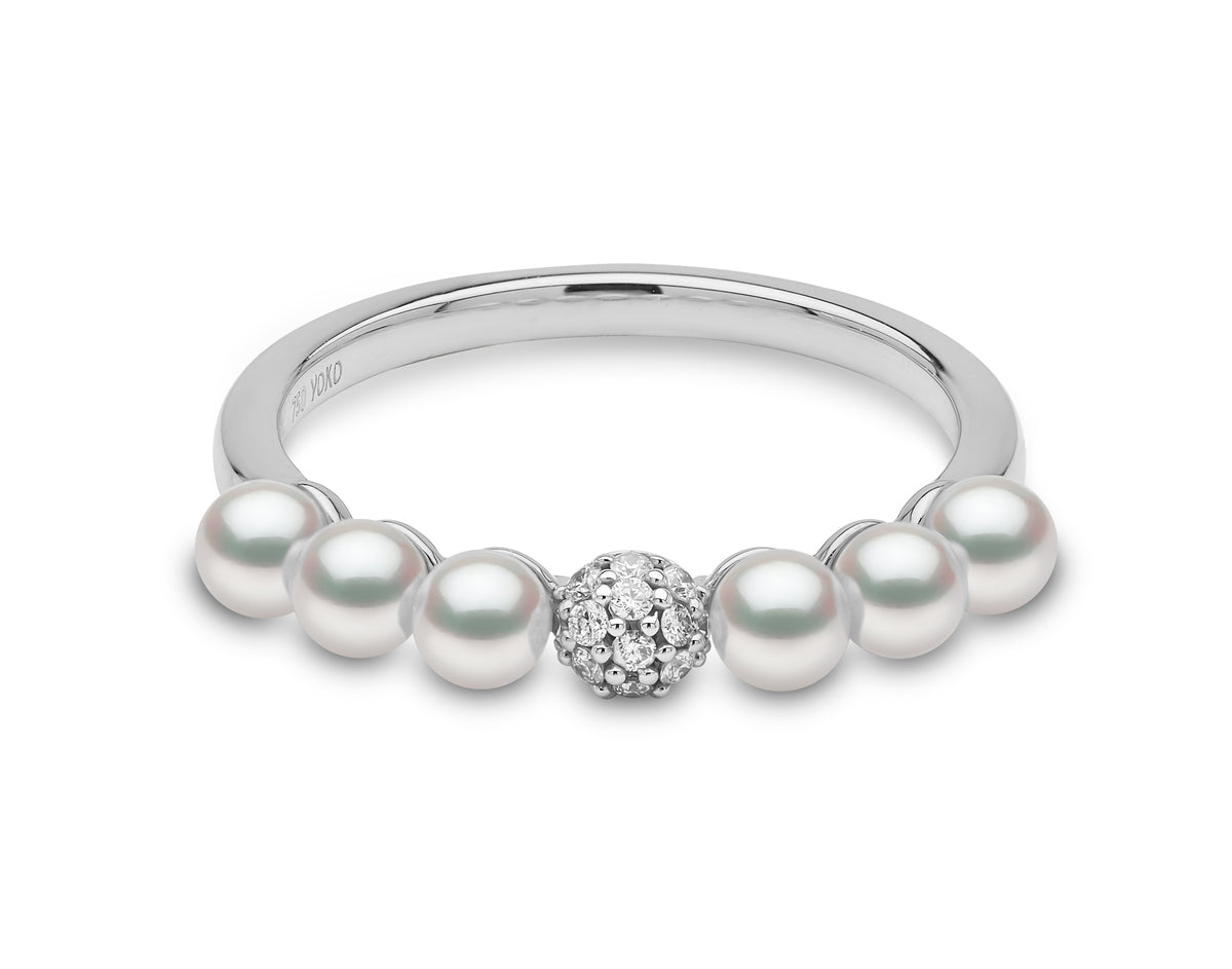 YOKO London Eclipse 18ct White Gold, Pearl & Diamond Set Ring