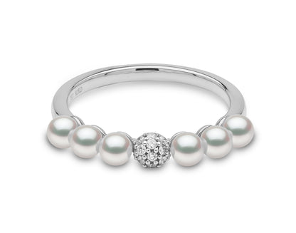 YOKO London Eclipse 18ct White Gold, Pearl & Diamond Set Ring
