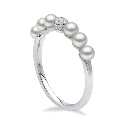 YOKO London Eclipse 18ct White Gold, Pearl & Diamond Set Ring