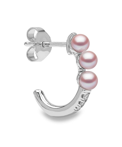 YOKO London Eclipse Blush 18ct White Gold, Pearl & Diamond Set Hoop Earrings