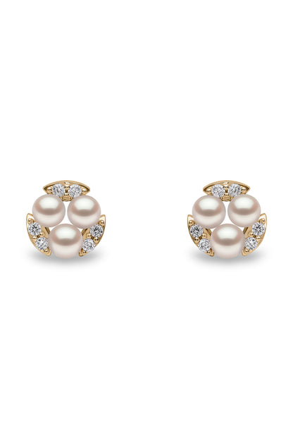 YOKO London Sleek 18ct Gold, Pearl & Diamond Set Stud Earrings