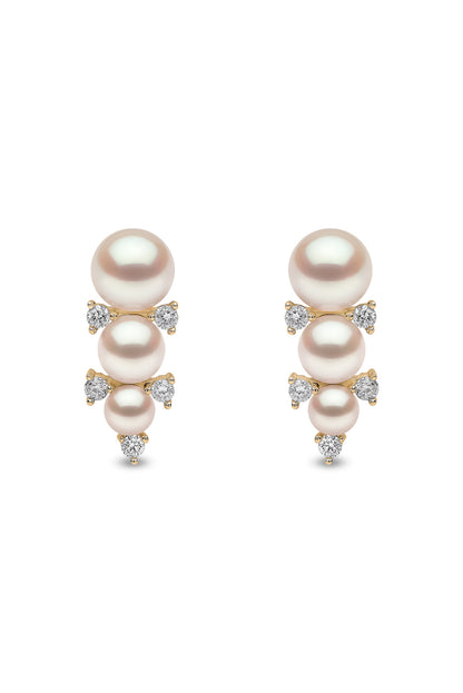 YOKO London Sleek 18ct Gold, Pearl & Diamond Set Stud Earrings