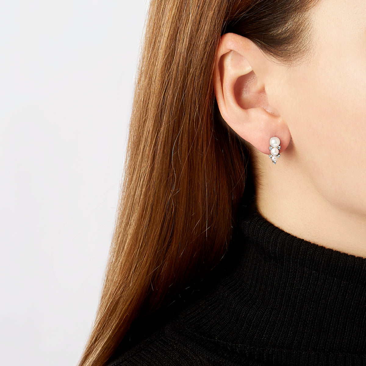 YOKO London Sleek 18ct Gold, Pearl & Diamond Set Stud Earrings