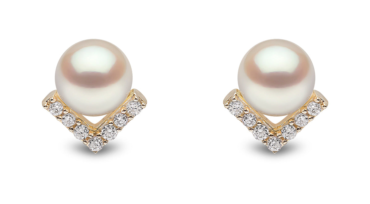 YOKO London Trend 18ct Gold, Pearl & Diamond Set Stud Earrings
