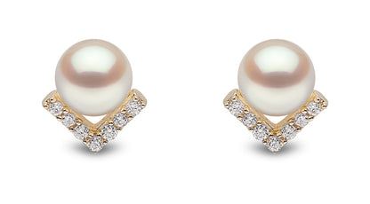 YOKO London Trend 18ct Gold, Pearl & Diamond Set Stud Earrings
