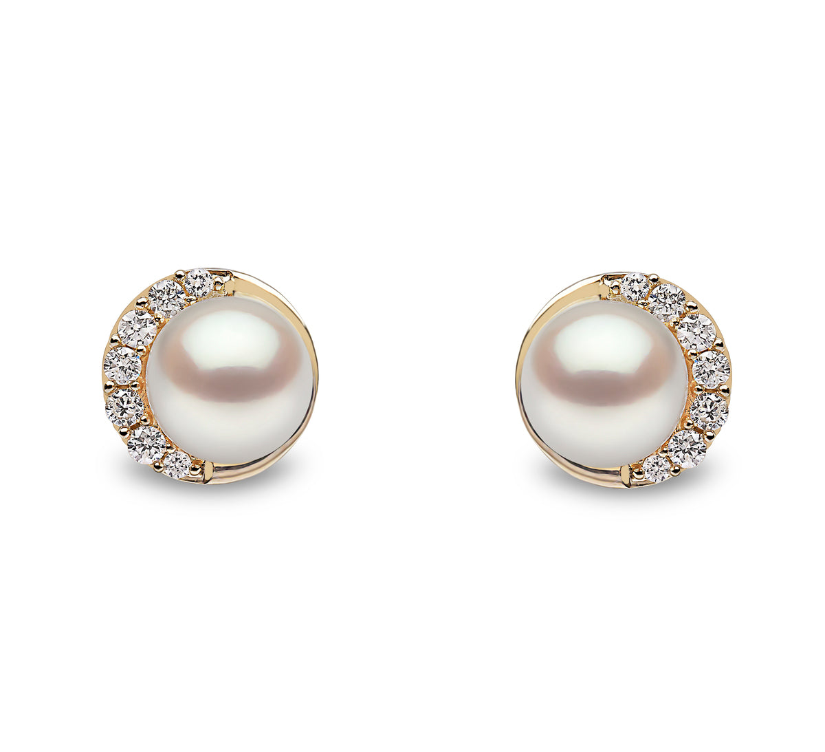 YOKO London Trend 18ct Gold, Pearl & Diamond Set Stud Earrings