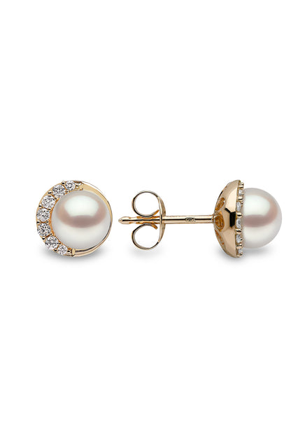 YOKO London Trend 18ct Gold, Pearl & Diamond Set Stud Earrings