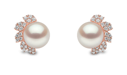 YOKO London Trend 18ct Rose Gold, Pearl & Diamond Set Stud Earrings