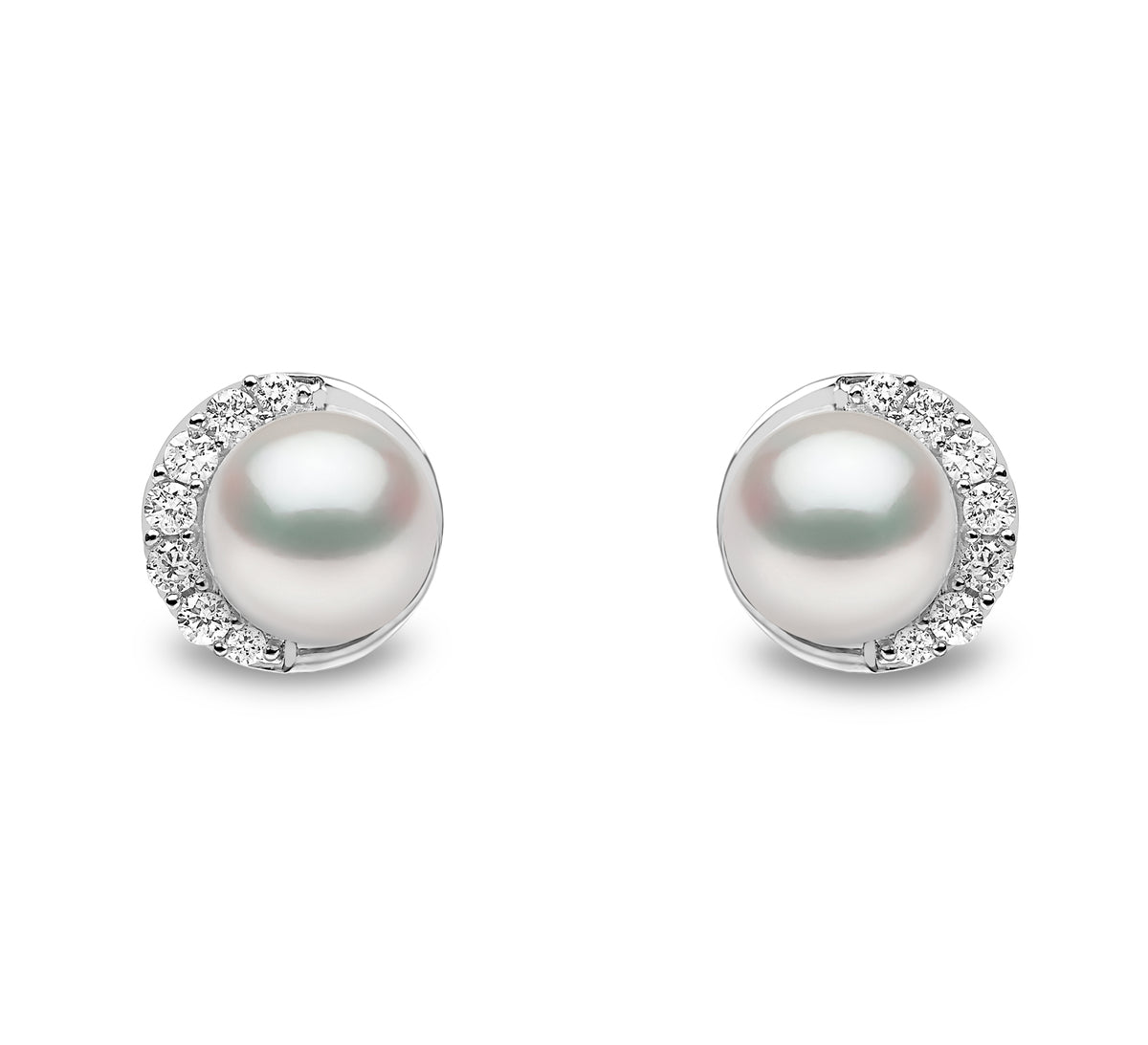YOKO London Trend 18ct White Gold, Pearl & Diamond Set Stud Earrings
