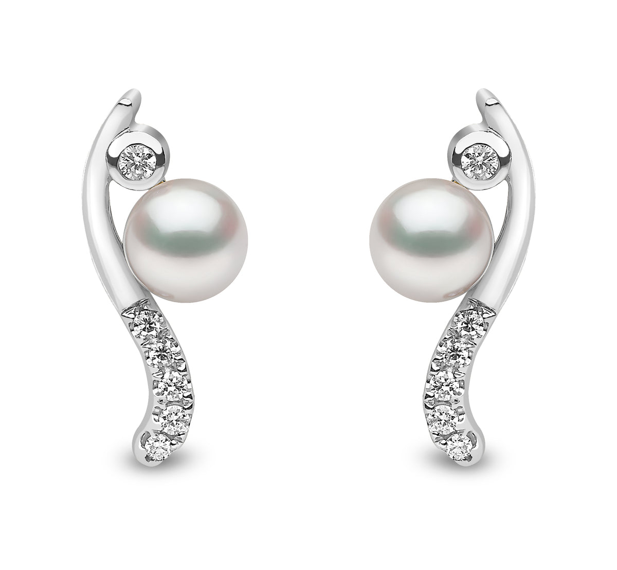 YOKO London Trend 18ct White Gold, Pearl & Diamond Set Stud Earrings