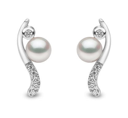 YOKO London Trend 18ct White Gold, Pearl & Diamond Set Stud Earrings
