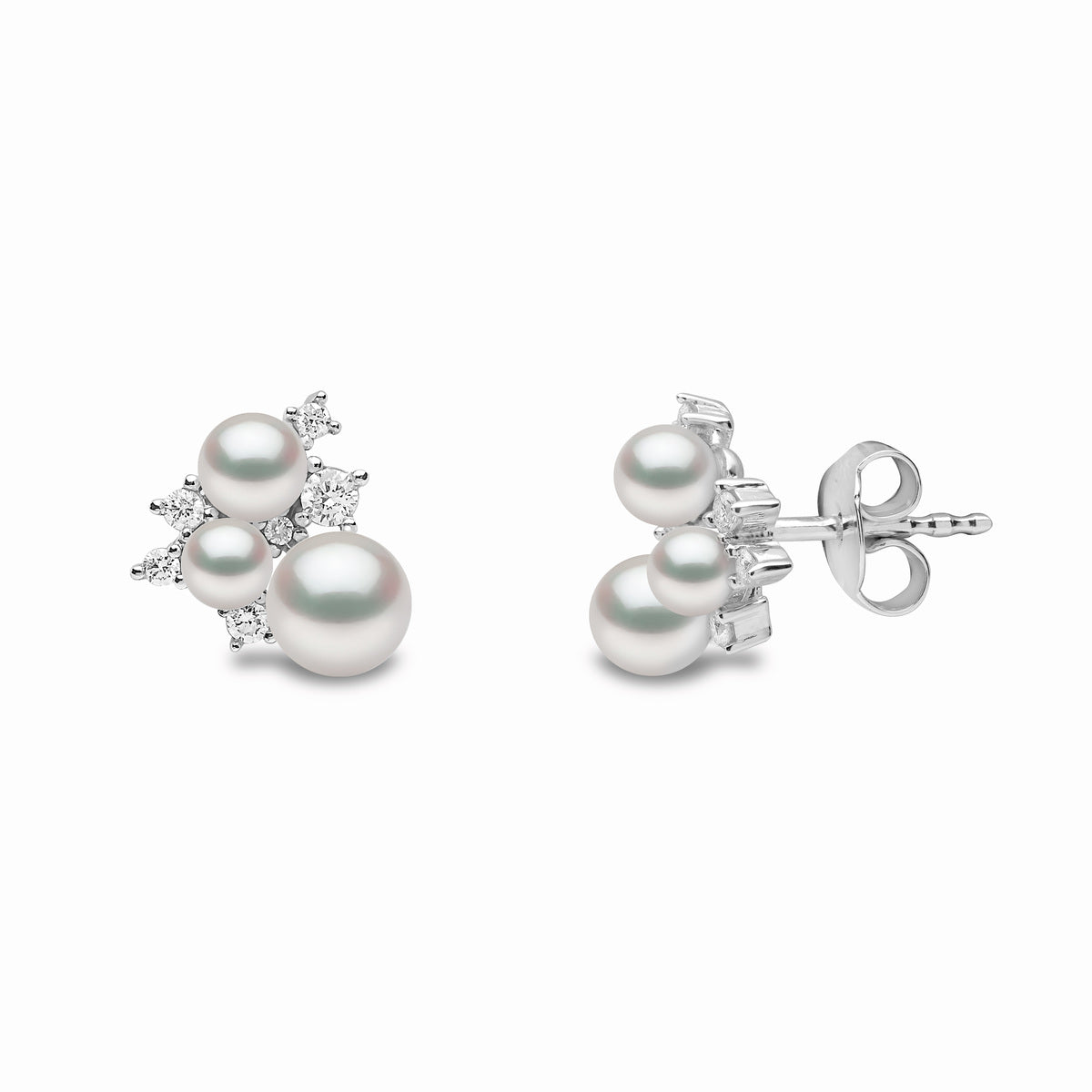 YOKO London Trend 18ct White Gold, Pearl & Diamond Set Stud Earrings