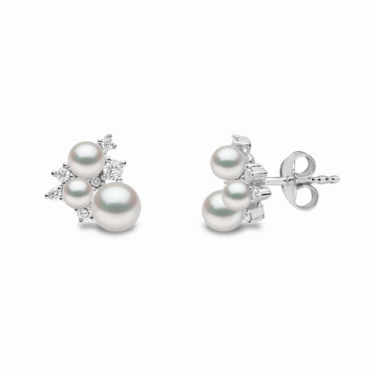 YOKO London Trend 18ct White Gold, Pearl & Diamond Set Stud Earrings