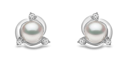 YOKO London Trend 18ct White Gold, Pearl & Diamond Set Stud Earrings