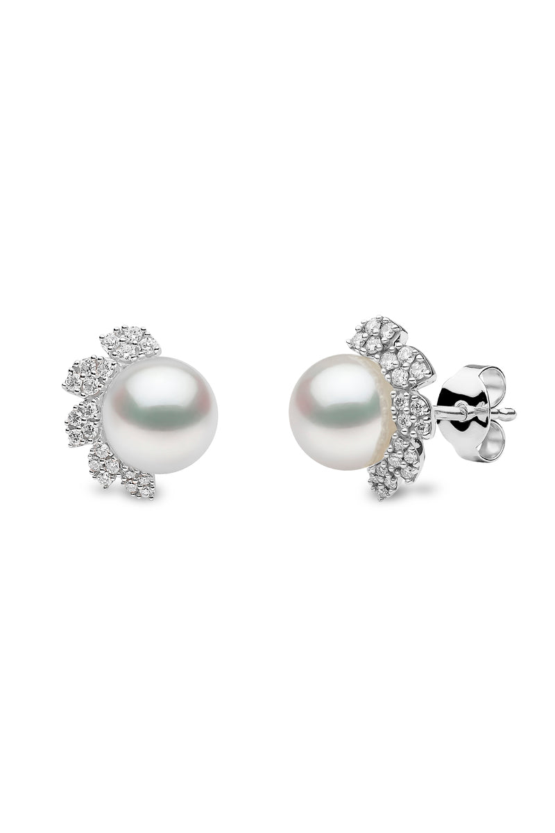 YOKO London Trend 18ct White Gold, Pearl & Diamond Set Stud Earrings