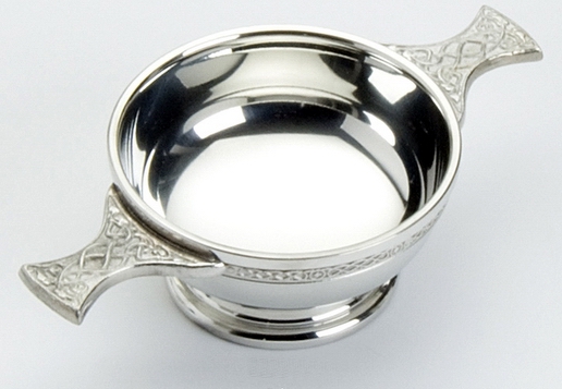 Traditional Pewter Celtic Design Quaich (3" bowl)