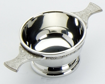 Traditional Pewter Celtic Design Quaich (2.75" bowl)