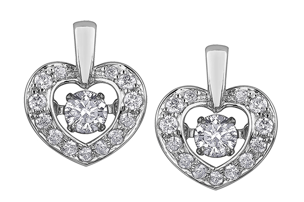 9ct Canadian White Gold Pulse Diamond Set Heart Earrings E3114W/35-9