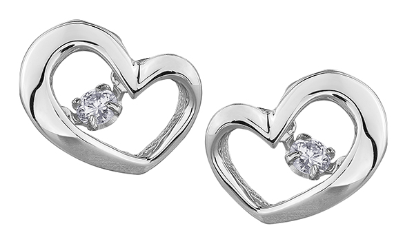 9ct Canadian White Gold Pulse Diamond Set Heart Earrings E3113W/10-10