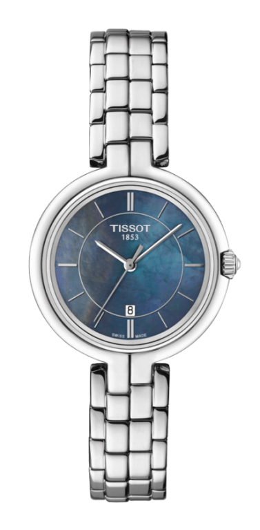Tissot Flamingo Black Mother of Pearl Dial Stainless Steel Womens Quartz Watch T0942101112100