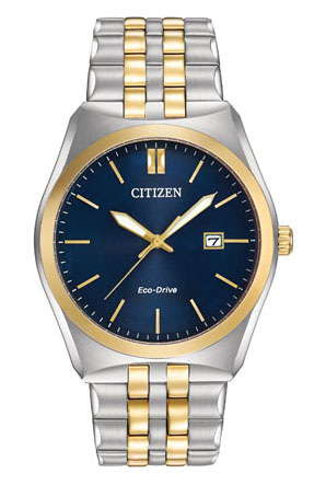 Citizen Eco-Drive Corso Blue Dial Two Tone Mens Watch BM7334-58L