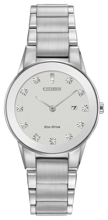Citizen Eco-Drive Axiom Diamond Set Silver Dial Stainless Steel Womens Watch GA1050-51B