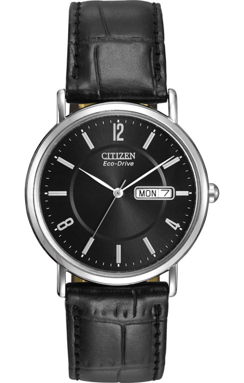 Citizen Eco-Drive Black Dial Stainless Steel Day-Date Mens Watch BM8240-03E