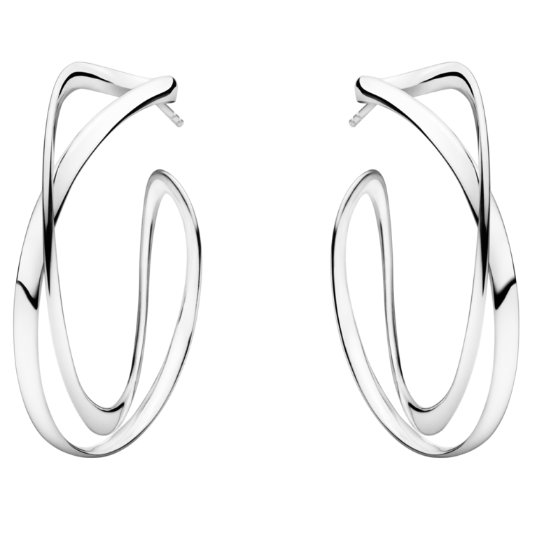 Georg Jensen INFINITY Sterling Silver Earhoops Earrings (large) 3539267