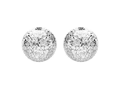 9ct White Gold Diamond Cut Dome Stud Earrings
