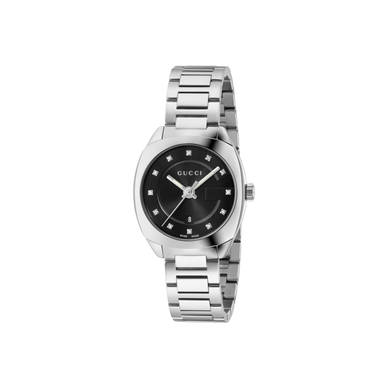Gucci GG2570 Black Diamond Set Dial Stainless Steel Womens Quartz Watch YA142503