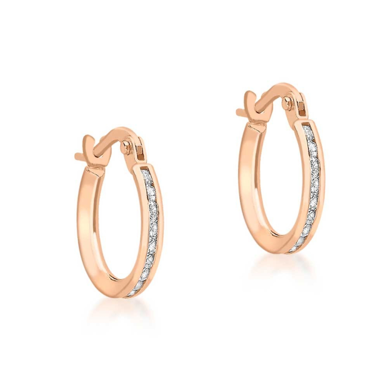 9ct Rose Gold Cubic Zirconia Set Hoop Earrings 