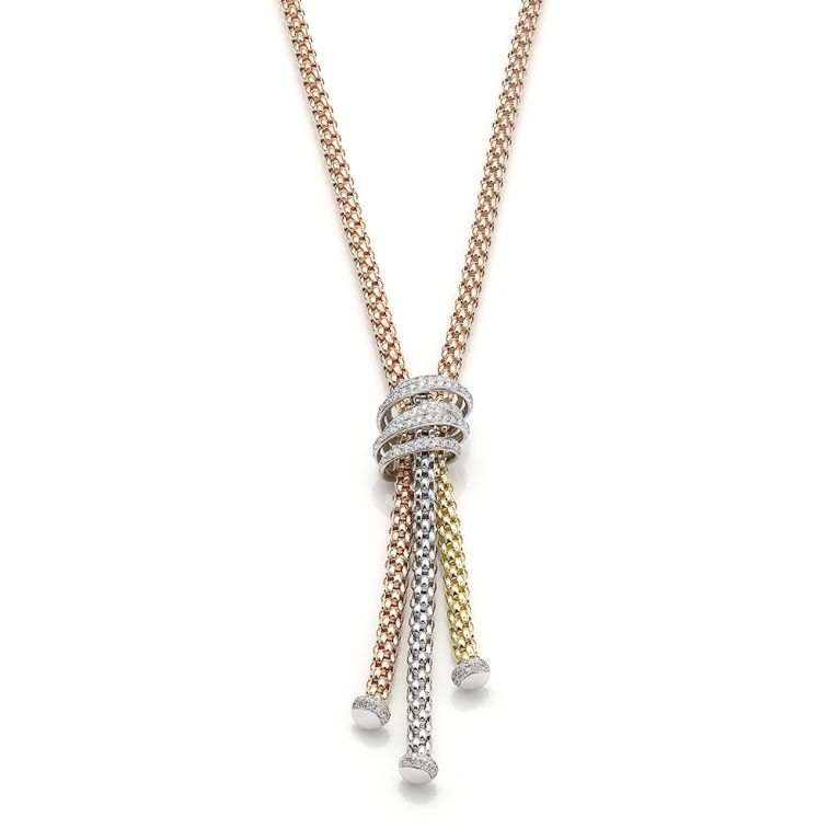 FOPE Flex'it MiaLuce 18ct Yellow, White & Rose Gold Diamond Set Necklace 651CPAVE