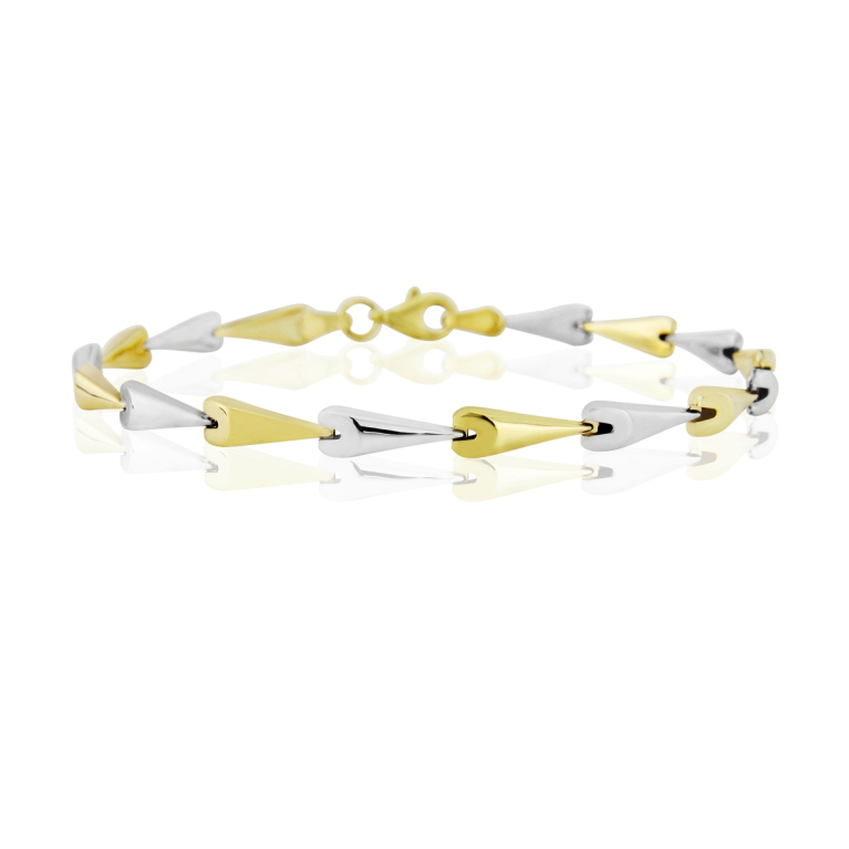 9ct Yellow & White Gold Polished Contemporary Hayseed Bracelet